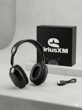 SiriusXM Over-Ear Wireless Headphones - Black - NEW (Damaged Box) - With Cable